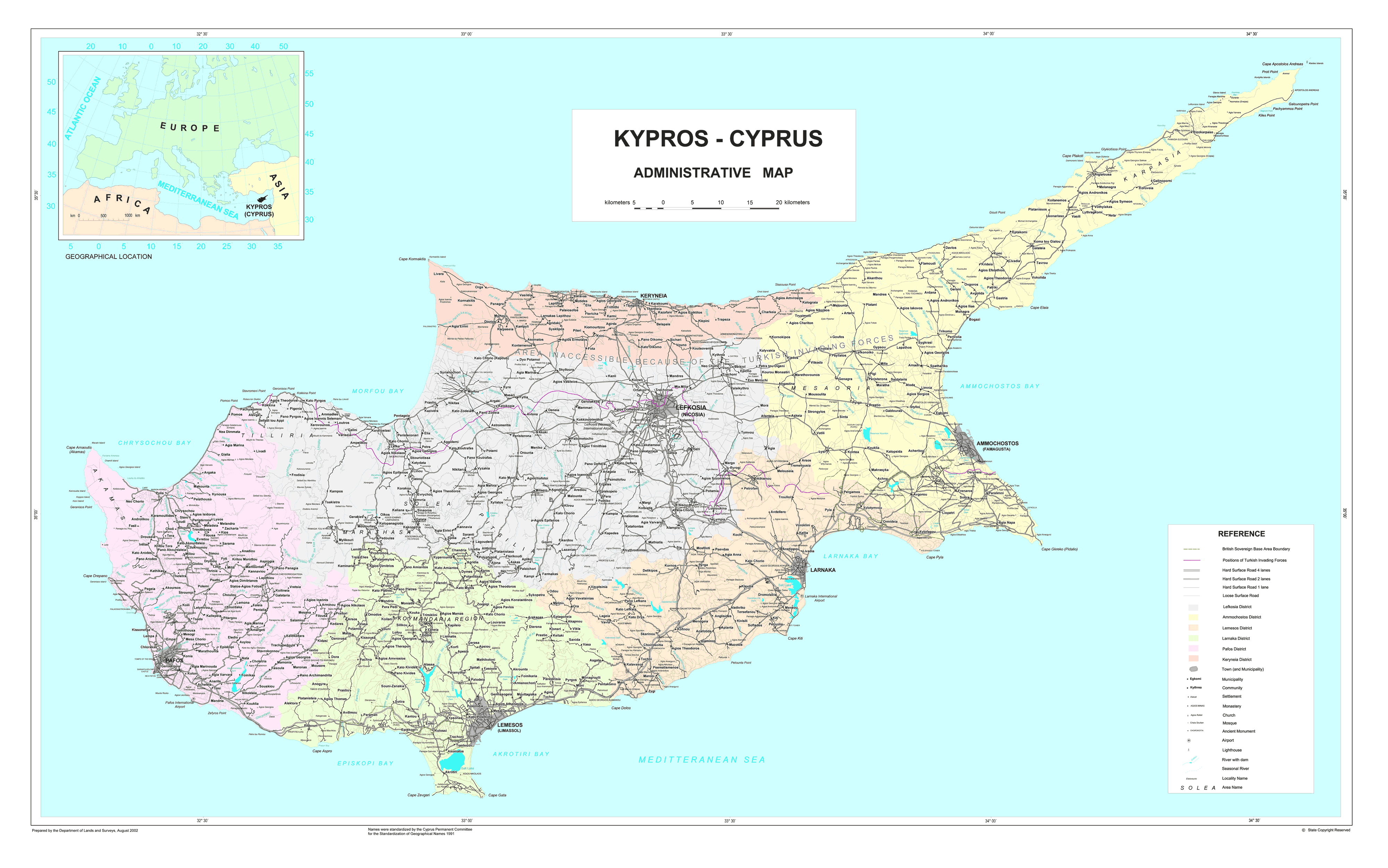 подробная карта Кипра