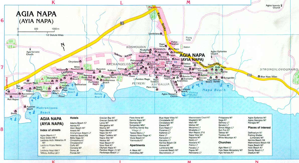 карта города Айя-Напа