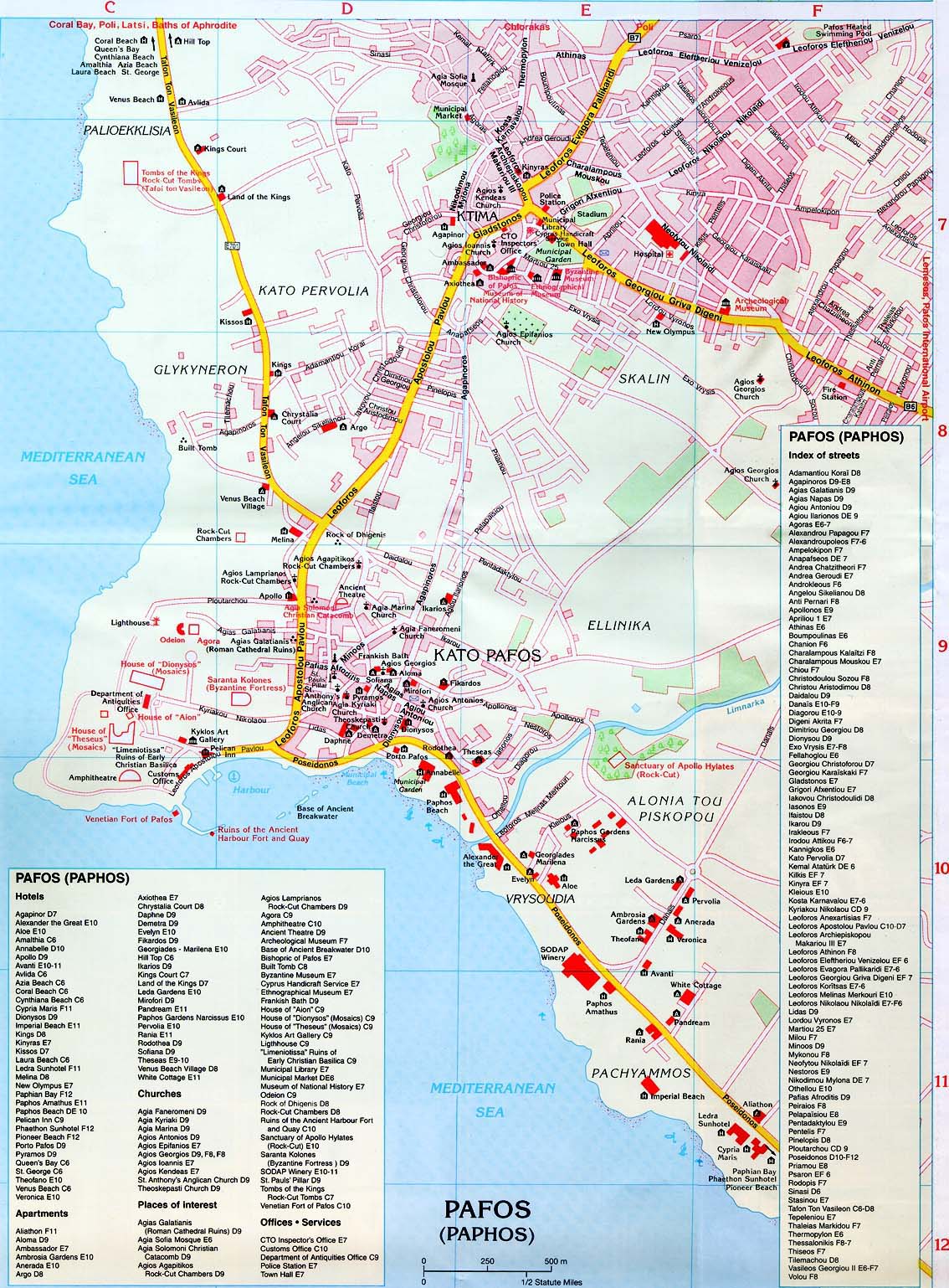 карта города Пафос